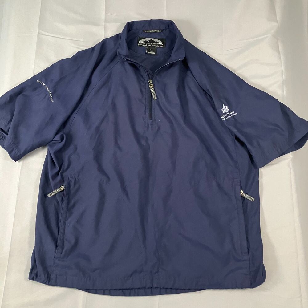 Sun Mountain Headwind Solo Golf Pullover Jacket Mens XL Blue Quail Hollow Club‎